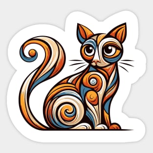 Pop art cat illustration. cubism cat illustration Sticker